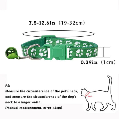 1/3/6/12/18Pcs Hot Pet Cat Bell Collar Dog Print Cat Collar Multi-Color Optional Necklace Ring Cat Rope Collar Pet Supplies