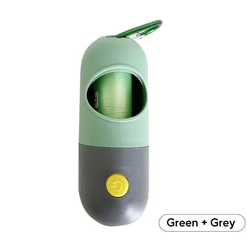 LED Lighted Dog Poop Bags Dispenser Portable with 10 Rolls Waste Bags Degradable for Outdoor Night Dog Walking Cat Cleaning