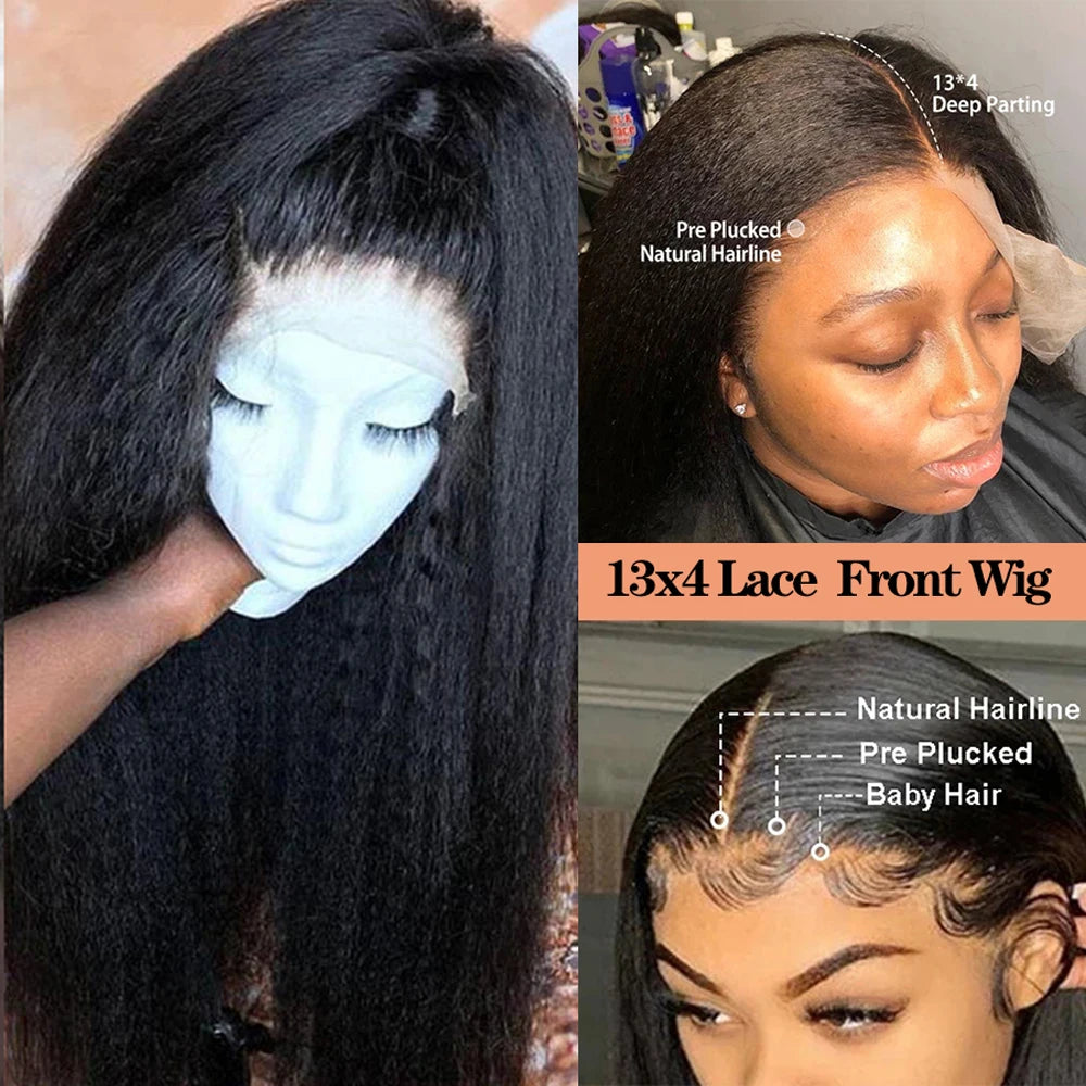 Kinky Straight Human Hair Wigs 13x4 Lace Front Wigs For Women HD Glueless Wig Human Hair Brazilian 4x4 Lace Closure Wig On Sale