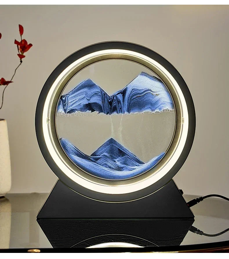 Sandscape Kinetic Sand Art Picture Quicksand Table Lamp Dynamic Liquid Hourglass Moving Sand Painting Flowing Sand Home Decor