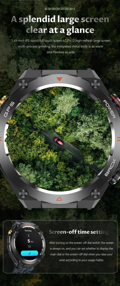 2025 GPS New Men Dual-band Positioning Smart Watch Men AMOLED Compass Waterproof 650mAh Battery Military Sport Watches New