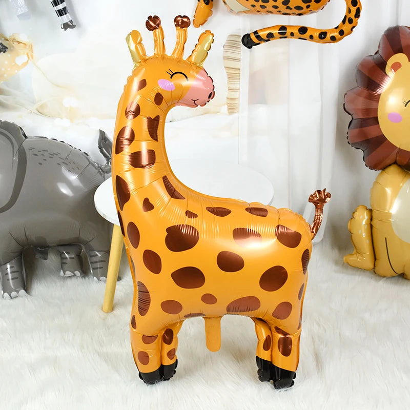 1Pc Cartoon Animals Lion Monkey Elephant Leopard Foil Balloon Jungle Safari Birthday Party Air Globos Decorations Kids Gift Toys
