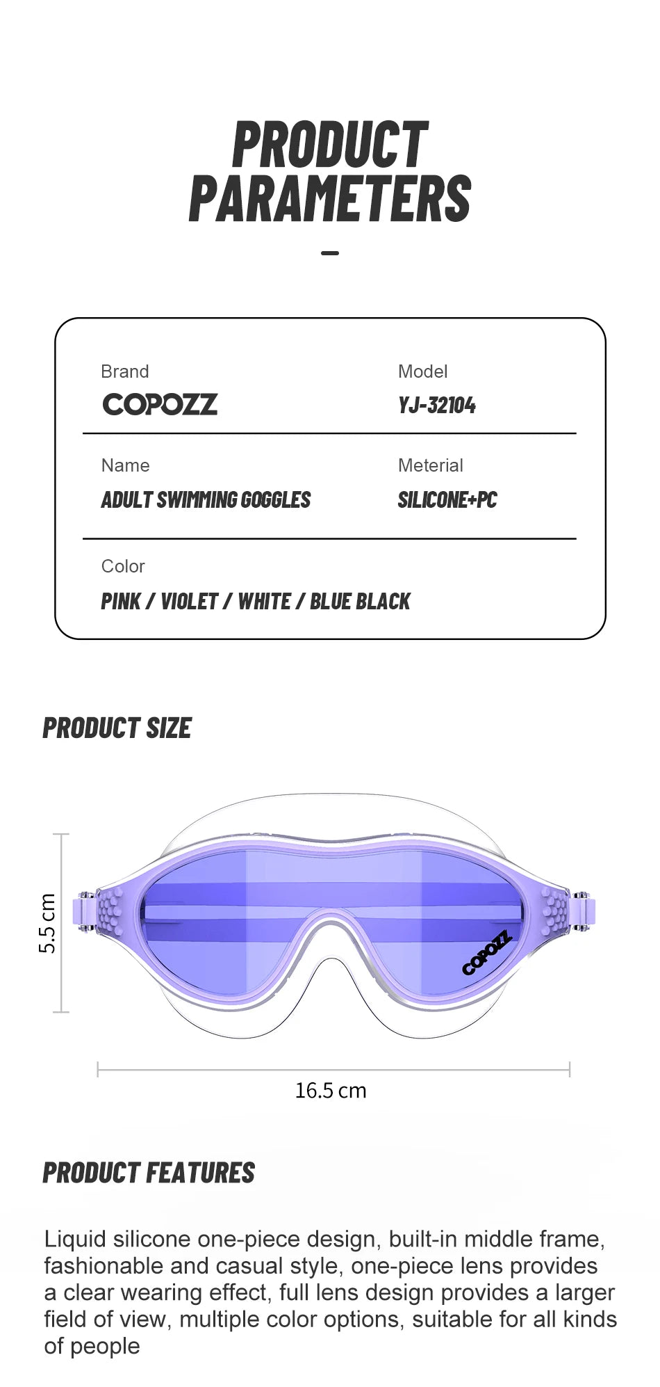 Professional Anti-Fog Men Women Swimming Goggles UV Protection Adjustable Swimming Glasses Large Frame Silicone Pool Eyewear
