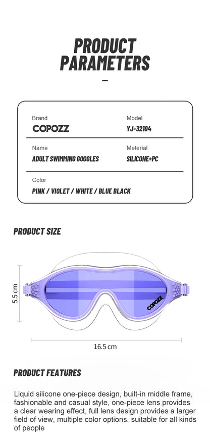 Professional Anti-Fog Men Women Swimming Goggles UV Protection Adjustable Swimming Glasses Large Frame Silicone Pool Eyewear