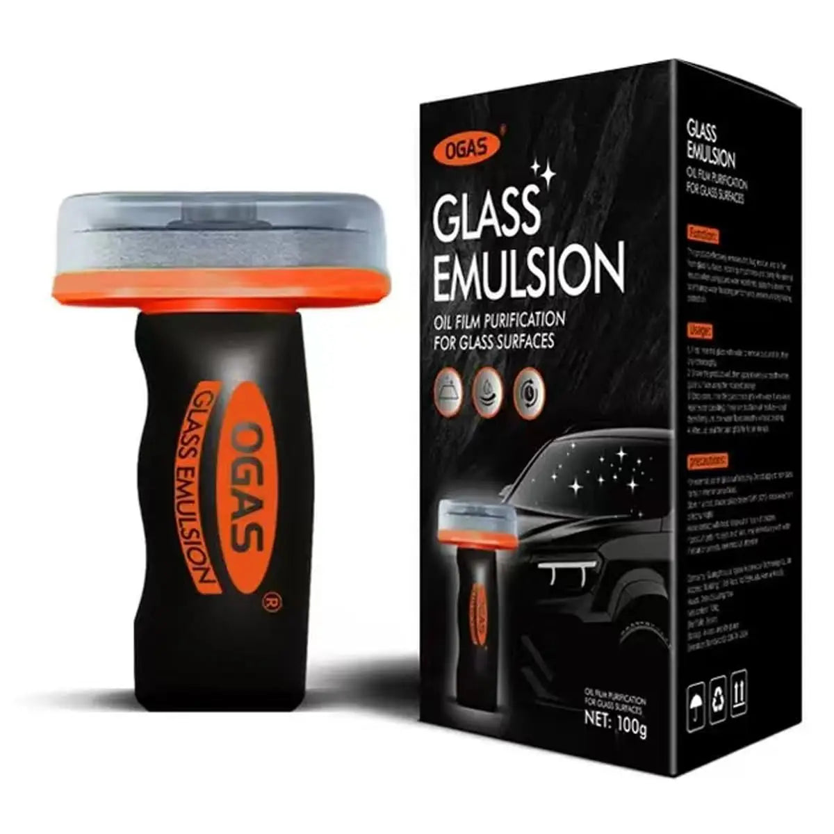 Glass Oil Film Remover for Car, 100ml Roll-On Glass Compound with Cleaning Board, Removes Oil Film & Smudges, Improve Clarity