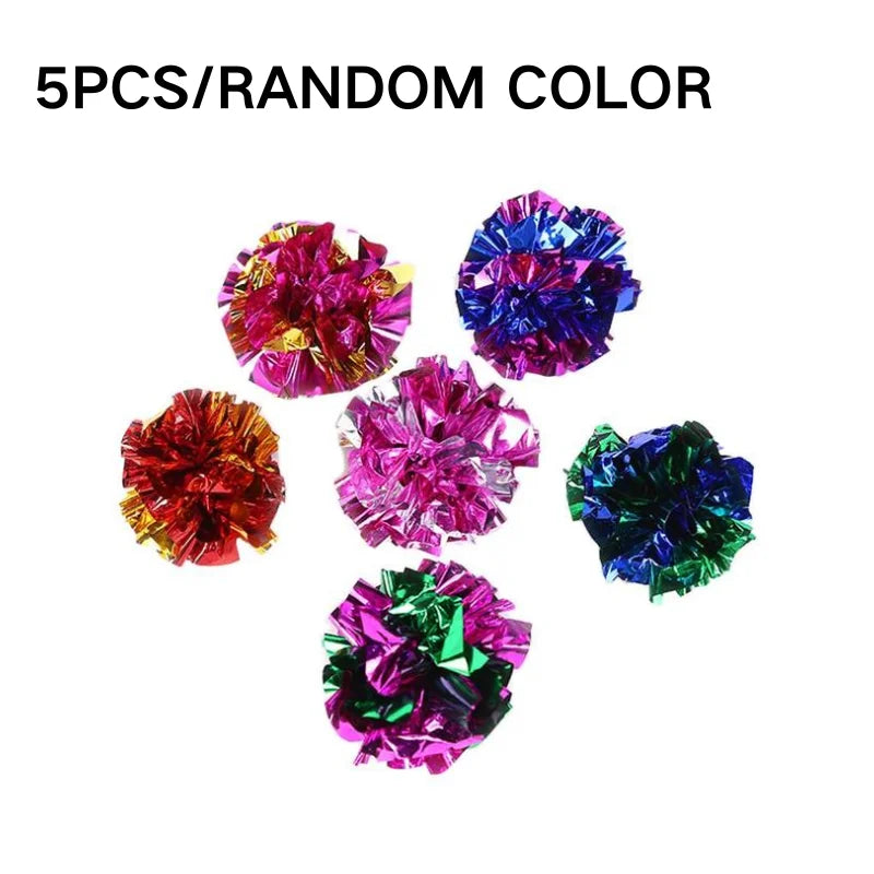 1/5/10/20PCS Cat Colorful Crinkle Balls 5.5cm Cat Dog Interactive Toys Cat Sound Tin Ringing Paper Pet Supplies Random Color