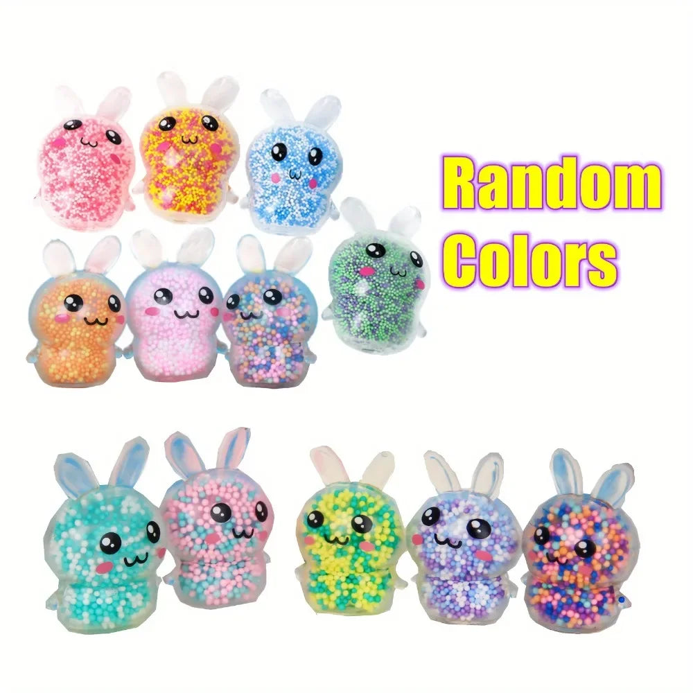 1PCS  Squishy Bunny Stress Balls with Light Stress Relief Toy Girls Kids Fidget Toys Colorful Rabbit for Easter Basket Stuffers