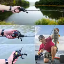 Fishing Rod and Reel Full Kit 5Section Rod and Aluminium Spool Reel for Freshwater Bass Fishing Set