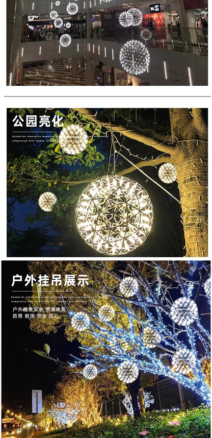 Modern Brief Loft Spark Ball LED Chandelier Fixture Firework Ball Stainless Steel Pendant Lamp for Home Decor Lighting 110-240V