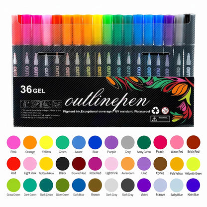 Double Line Outline Markers,Squiggles Shimmer Markers Set,Self Outline Metallic Glitter Marker Pens for Christmas,Art,Drawing