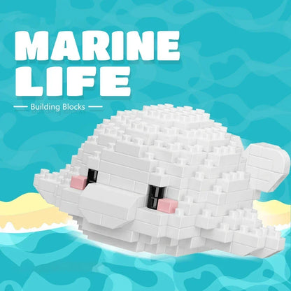 Micro Mini Brick Shark Figurine Doll Building Kit Underwater Ocean Theme DIY Educational Toy Birthday Children's Holiday Gifts