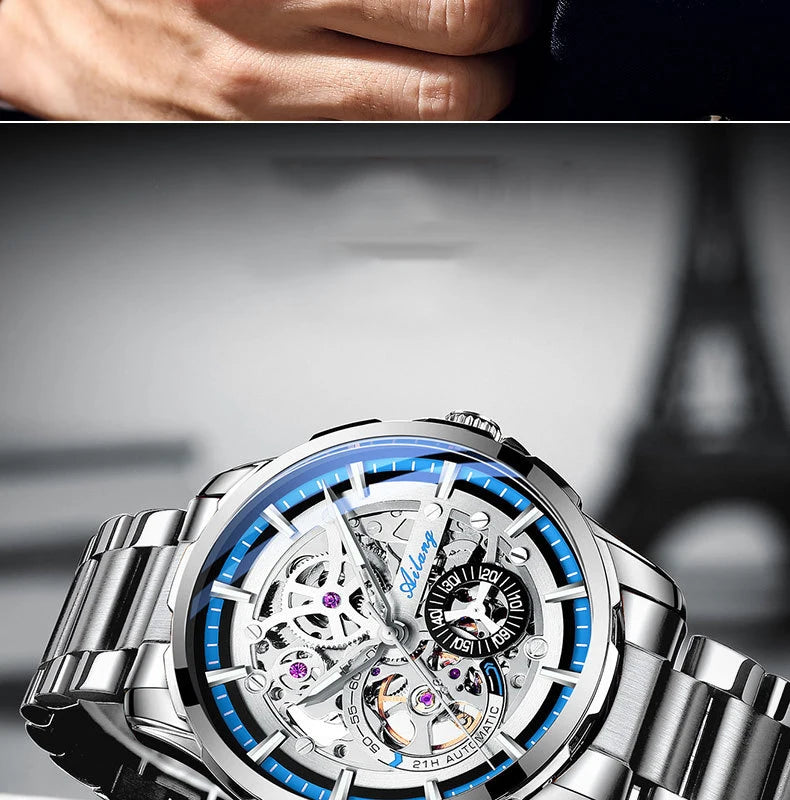 Unique Design AILANG Skeleton Dial Watch Men Luxury Brand Automatic Mechanical Men Watches relogio Waterproof