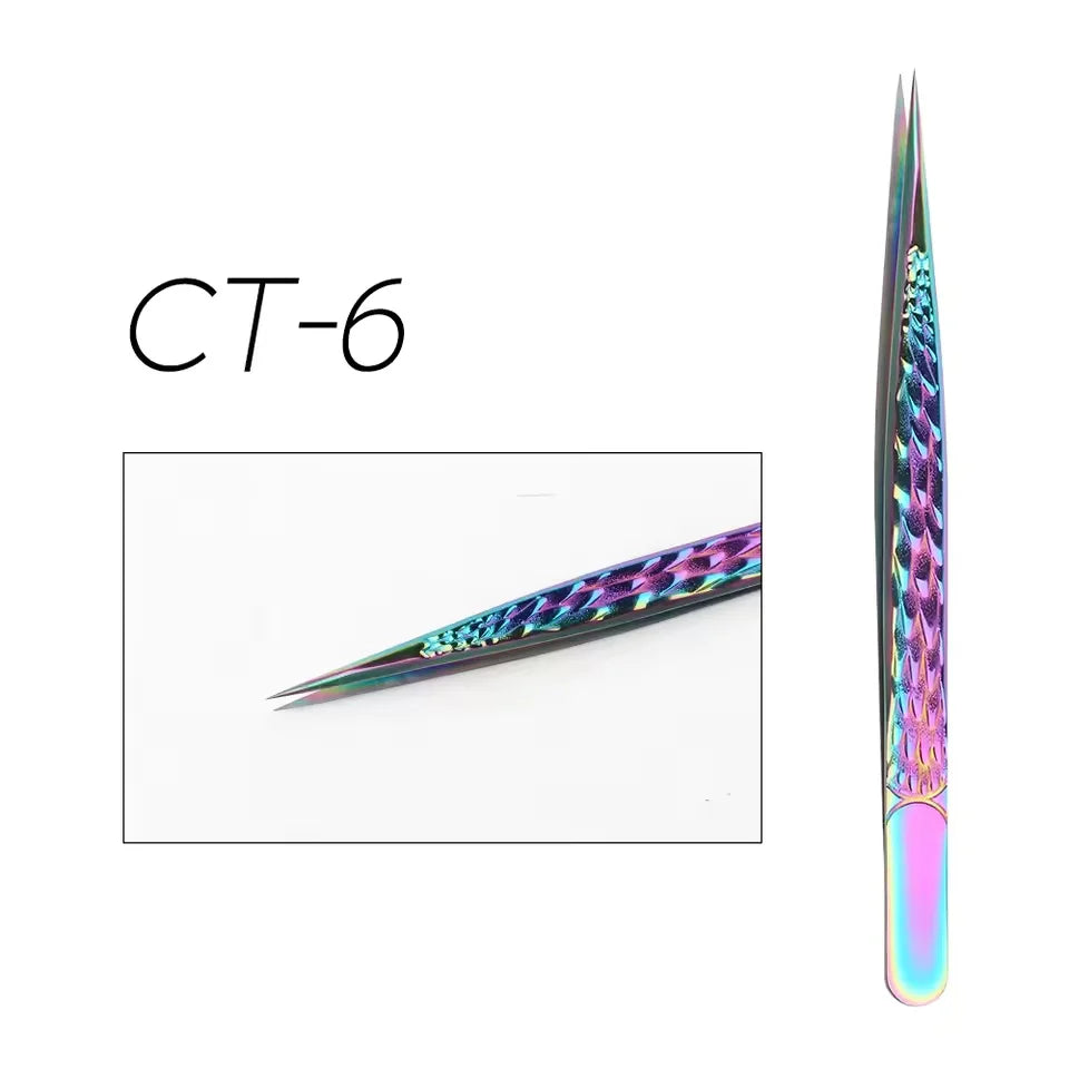 GEMERRY 1 Pcs Pink Gradient Angel Eyelash Tweezers Fiber Tips High Precision Professional Stainless Steel Tool