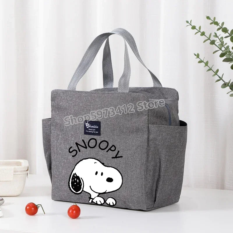 Snoopys Portable Lunch Drink Carrier Insulated Bag Fresh Cooler Pouch Food Thermal Box Tote Picnic Container Bags Cute Kids Gift