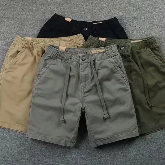 2024 New Summer American Retro Outdoor Hip Hop Men's Fashion Elastic Waist Zipper Minimalist Beach Leisure High Street Shorts