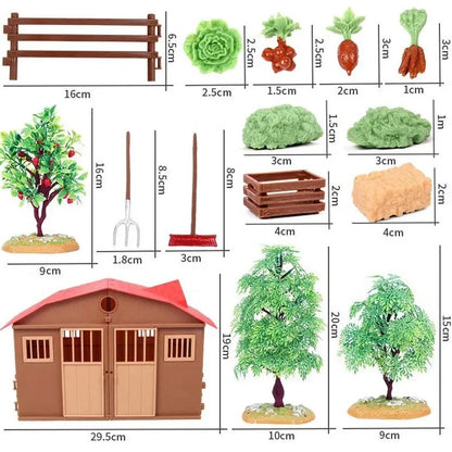 Oenux Simulation Home Decoration Stone Tree Stump Baobab Cacti Farm House Car Fence Accessory Animals Model Education Kids Toys