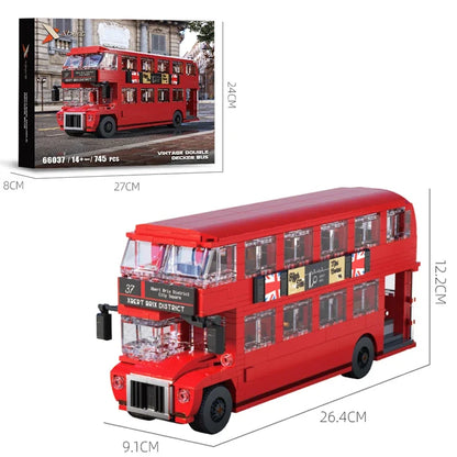 745PCS British Retro Double Decker Bus Building Blocks City Tour Bus Model Bricks Desktop Decoration Toys For Kids Holiday Gifts