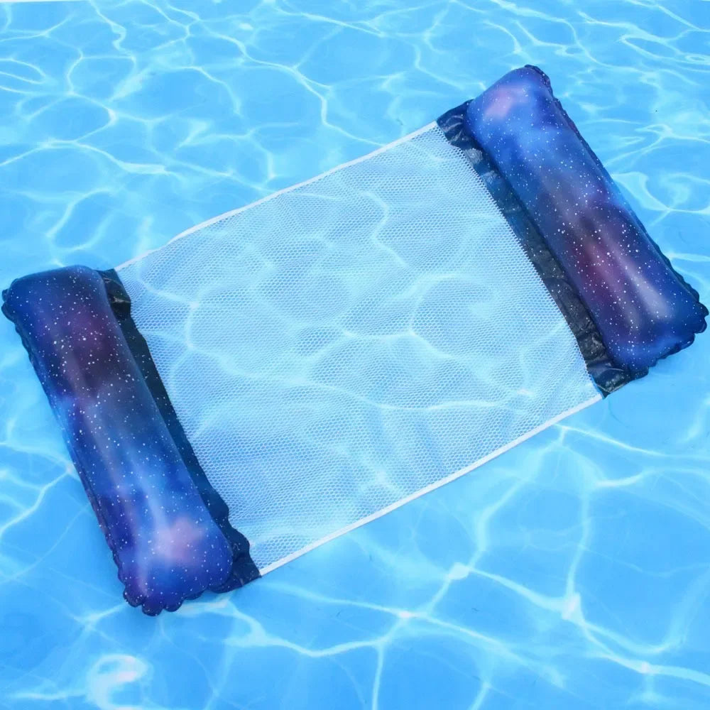 4-IN-1 PVC Water Hammock Recliner Inflatable Floating Swimming Pool Party Mattress Beach Leisure Floating Beds With Net Backrest