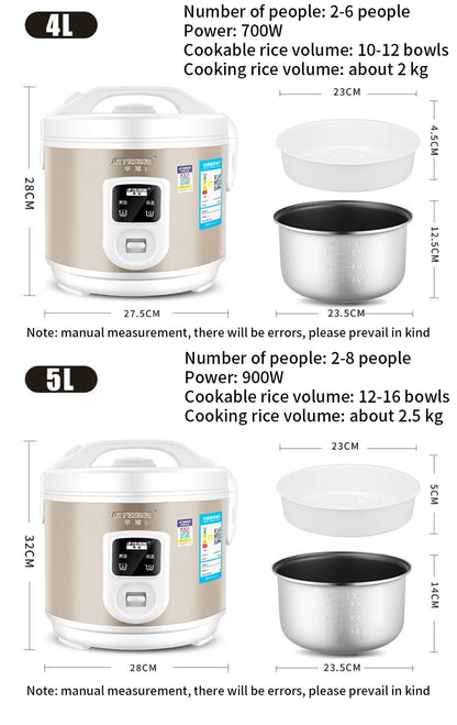 Peskoe mini Rice cooker, old-fashioned 1-2-3 person Non-stick surface cooking rice cooker, multi-function household 2L 3L 4L 5L