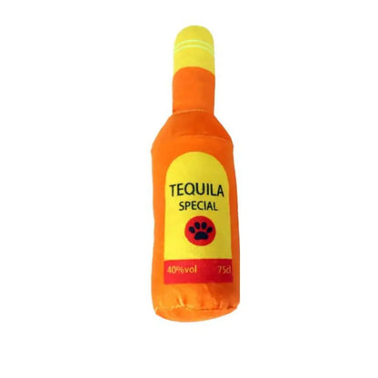 Interactive Dog Toys Champagne Wine Bottle Shape Pet Toy Plush Filled Vodka Toy Squeaky Bite-Resistant Pet Supplies Whisky