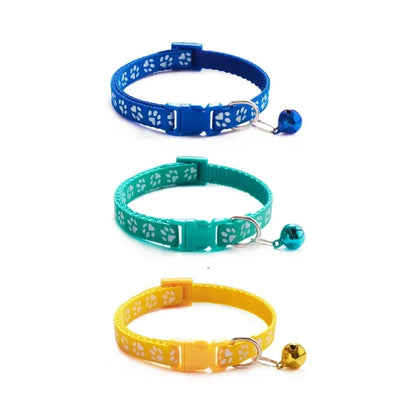 1/3/6/12/18Pcs Hot Pet Cat Bell Collar Dog Print Cat Collar Multi-Color Optional Necklace Ring Cat Rope Collar Pet Supplies