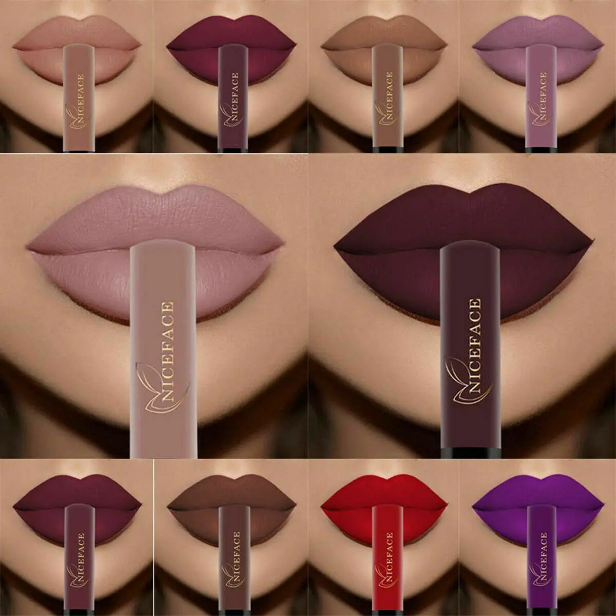 NICEFACE Nude Matte Liquid Lipsticks Waterproof Long Lasting Lip Gloss Sexy Red Velvet Lip Tint Women Makeup Cosmetics Batom