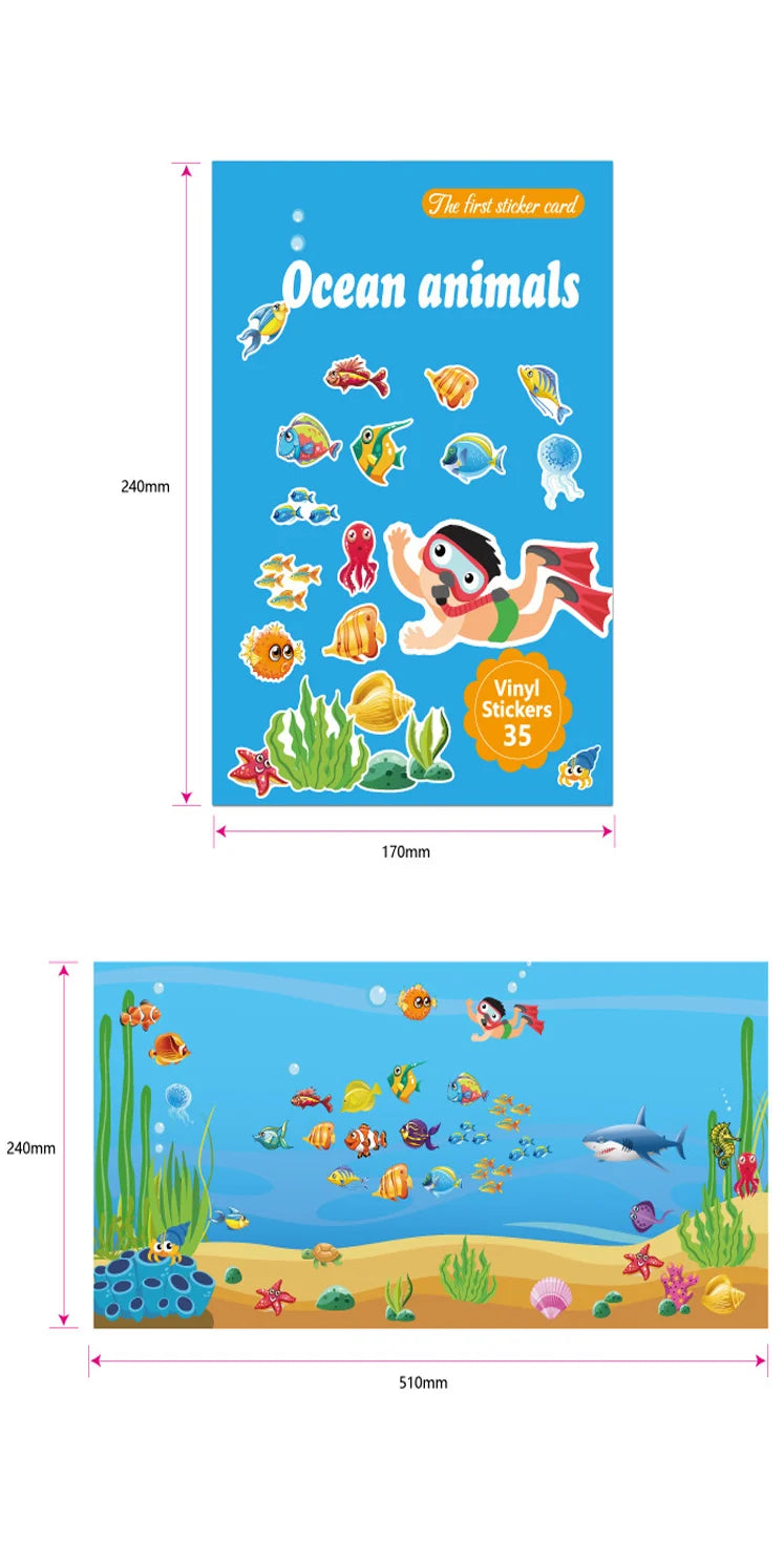 New Kids Reusable Sticker Book Multiple Scenarios Cartoon DIY Puzzle Educational Learning Classic Toys for Child Age 2-6 Gifts