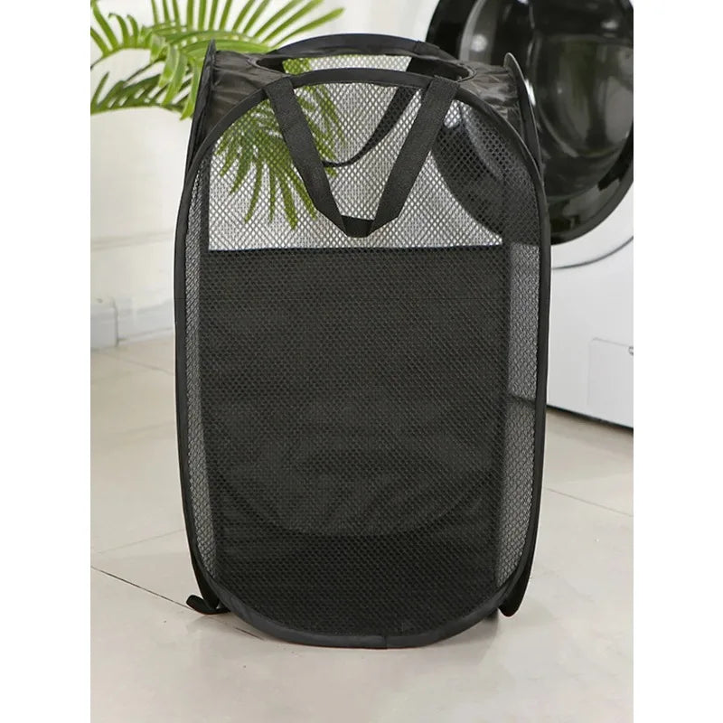 Large Capacity Foldable Dirty Clothes Basket Mesh Bathroom Storage Bucket Portable Organizer for Laundry