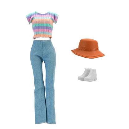 Fashion BJD Doll Clothes Top+pants(+Hats+shoes)Set Fit 30cm Doll&1/6 BJD Doll Clothing Accessories,Toys For Girls Gifts Festival