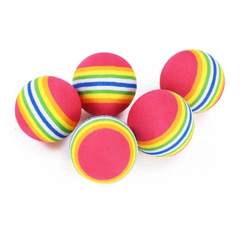 Rainbow Cat Toys Ball Interactive Cat Dog Play Chewing Rattle Scratch EVA Ball Training Balls Pet Toys Supplies