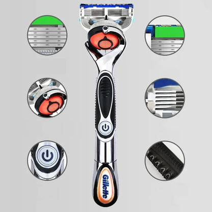 Gillette Fusion PROGLIDE Power Razor Safety Shaver 5 Layers Blades Replacement Refills for Men Beard Hair Removal Face Cleaning