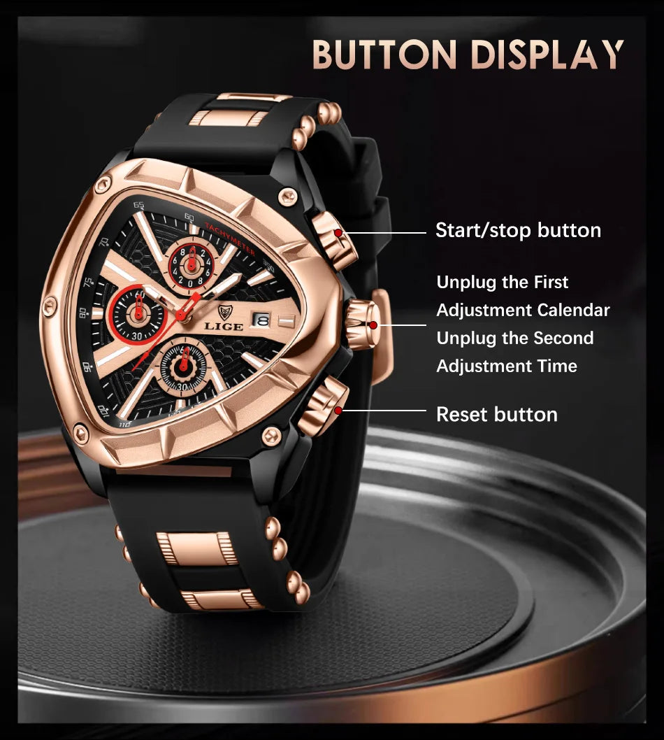 LIGE Original Luxury Men Watch Waterproof Sport Mens Quartz Wrist Watches Business Big Dial Wristwatches Relogio Masculino+BOX