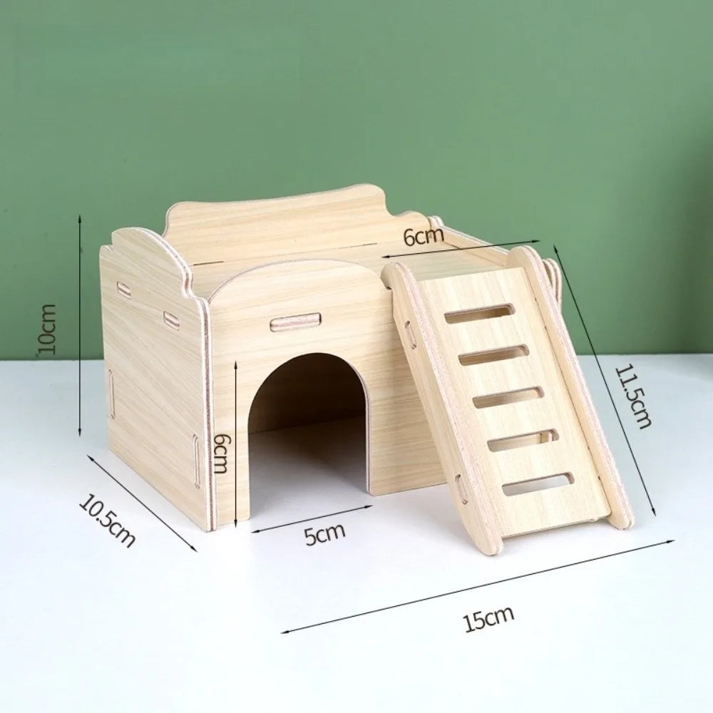 New Wooden Hamster Villa Easy to Install Durable Platform House Cage Accessories Chewable Hamster Climb Toy Pet Supplies