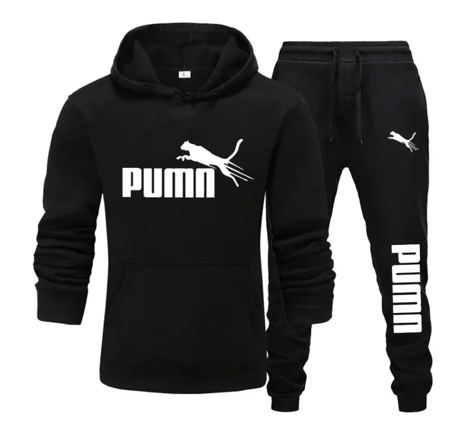 2025 New Autumn and Winter Men's Pullover Hoodie and Pants Two-Piece Set Fashionable Trendy Fitness Casual Sportswear