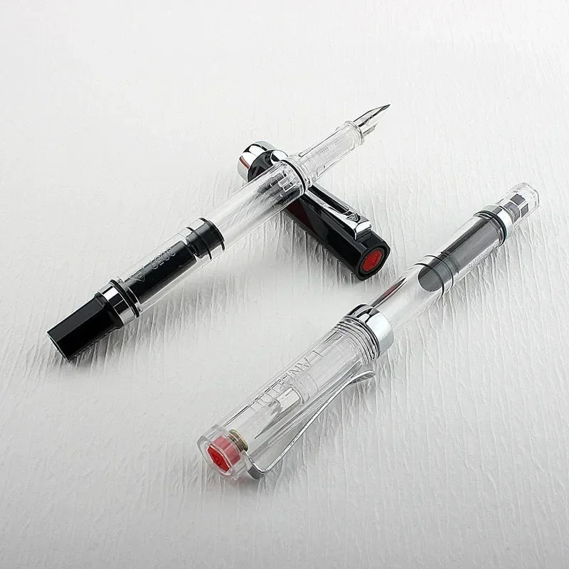 High Quality 3059 Piston Fountain Pen Resin Transparent Ink Pen EF/F Nib 0.38/0.5mm Fountain Pen Business Gif