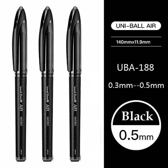 Uni Ball Air Micro Gel Rollerball Pen UBA-188 0.5/0.7MM Japanese Stationery Black Technology Straight Liquid Free Control Ink