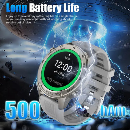 LIGE New GPS Tracker Smart Watch Men 466*466 AMOLED Screen Men Watches 50M Waterproof Outdoor Compass 500mAh Battery Smartwatch
