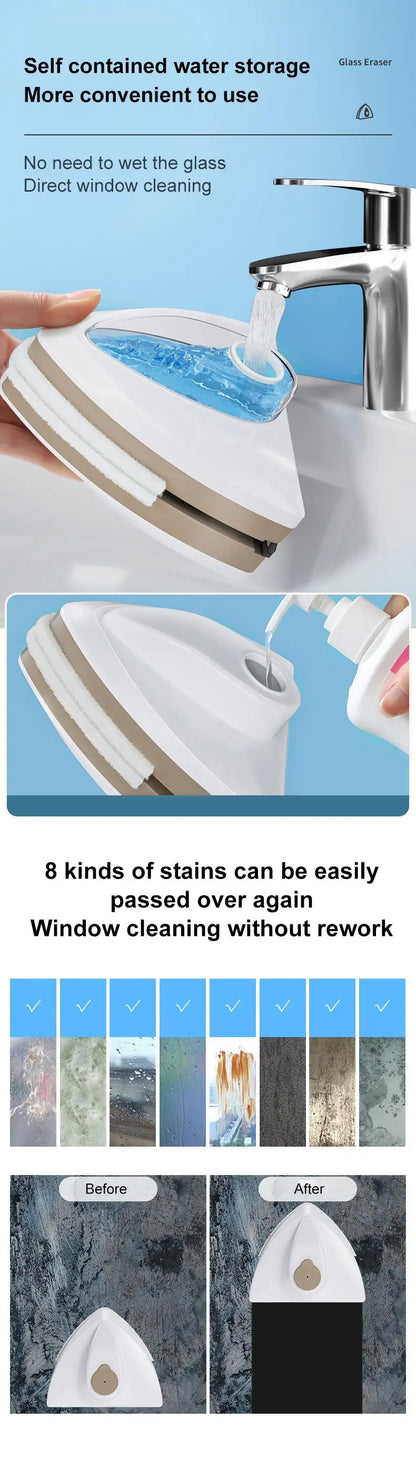 Magnetic Glass Window Cleaner Brush Double-layer Automatic Water Discharge Wiper Window Brush for Home Household Cleaning Tools