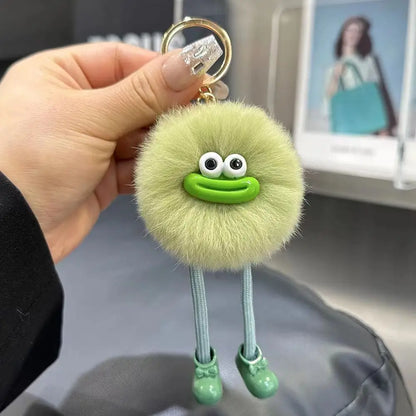 Cute Big Eyes Plush Toys Keychain Cartoon Briquettes Keychain Briquettes Car Keychain Pendant Korean Plush School Bag Pendant