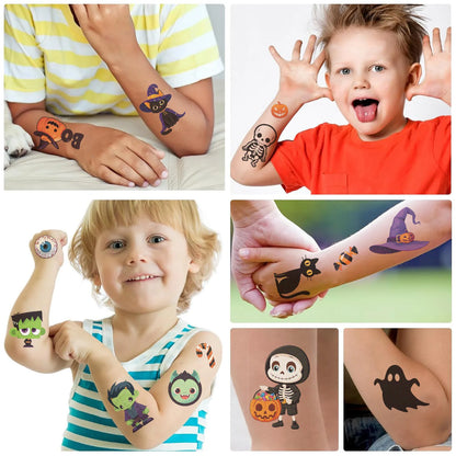 10 Sheets Halloween Pumpkins Tattoo Sticker Temporary Fake Tattoo Arm Hands Body Waterdichte Tatouages Pour Gift Kids Toys