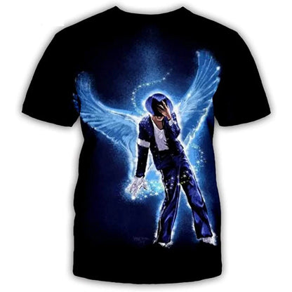 Summer fashion Michael Jackson hip-hop singer retro cool casual men Harajuku streetwear short sleeved