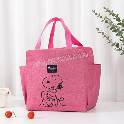 Snoopys Portable Lunch Drink Carrier Insulated Bag Fresh Cooler Pouch Food Thermal Box Tote Picnic Container Bags Cute Kids Gift