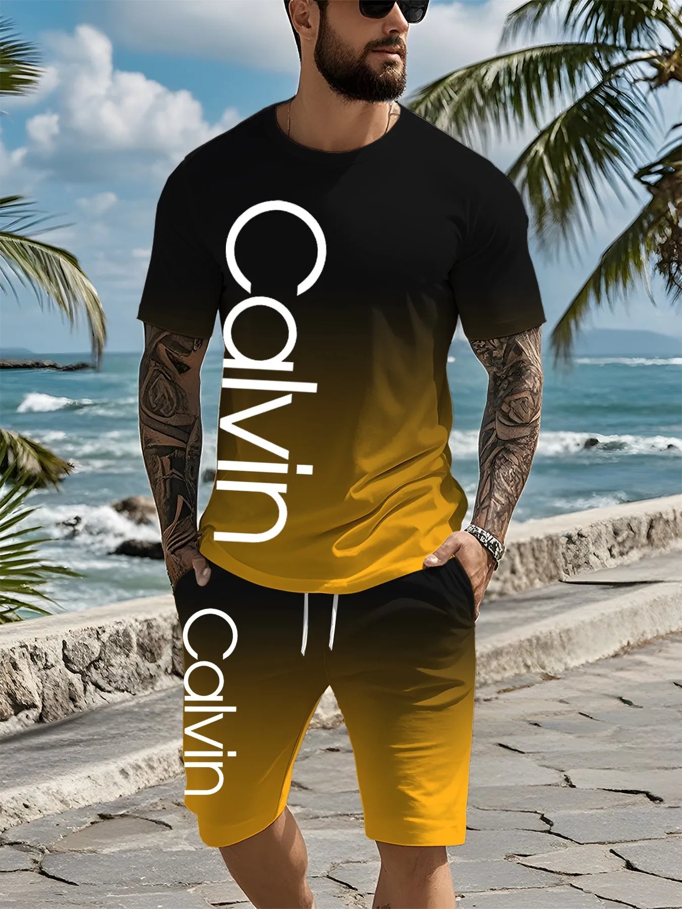 The new high-end men's 2025 suit features a casual color combination and a novel summer outfit