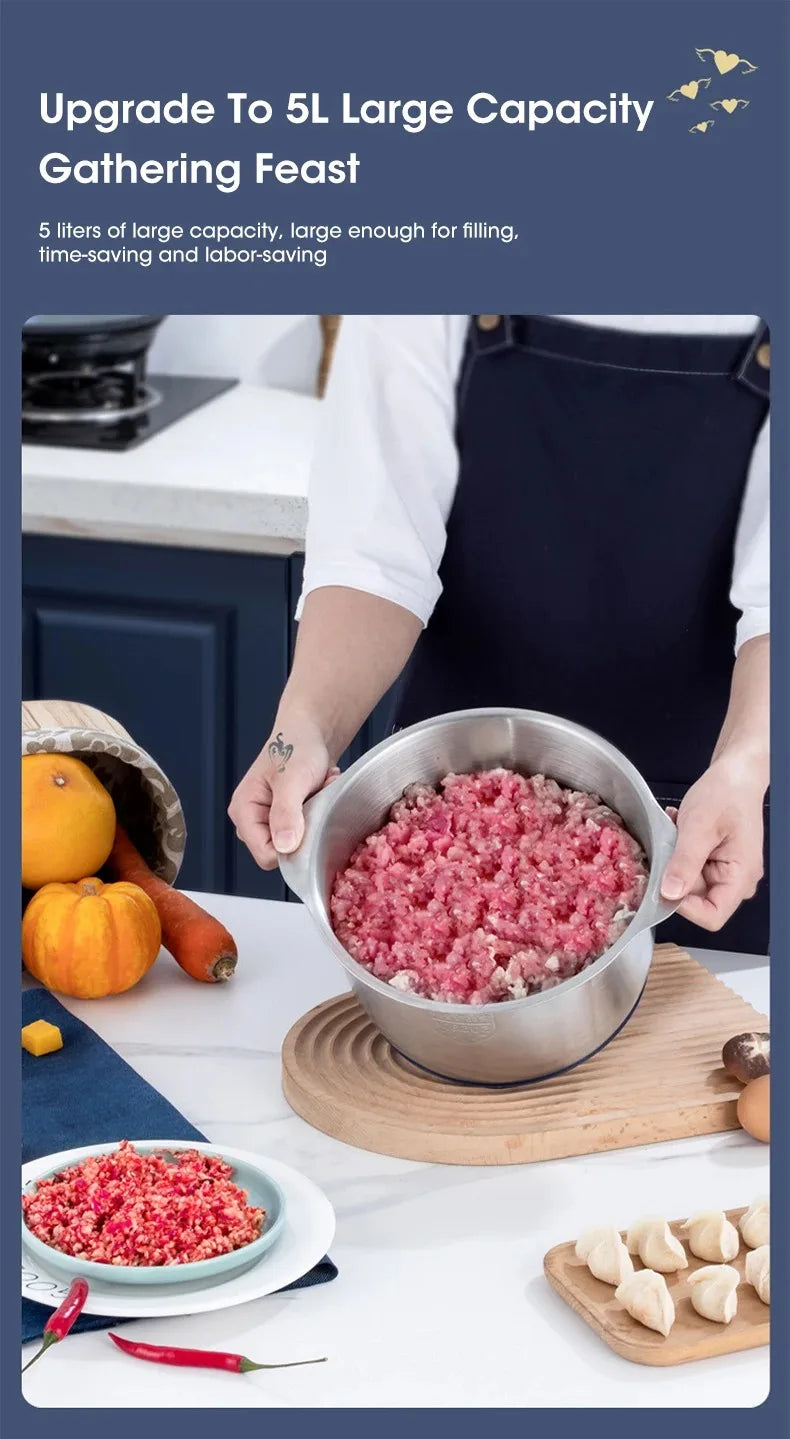 304 Stainless Steel Multifunctional Electric Food Processor 2L 3L 5L Meat Grinder Mincer Vegetable Chopper Slicer 220V EU Plug