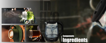 Sonifer 1.7L Glass Electric Kettle SF-2079, 2200W Fast Boil, Cordless, Blue LED Light, Auto Shut-Off, Dry Boil Protection