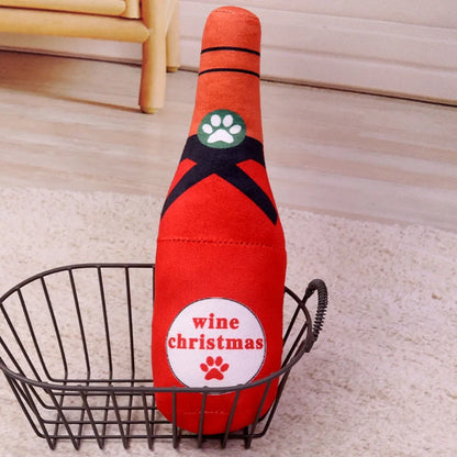 Interactive Dog Toys Champagne Wine Bottle Shape Pet Toy Plush Filled Vodka Toy Squeaky Bite-Resistant Pet Supplies Whisky