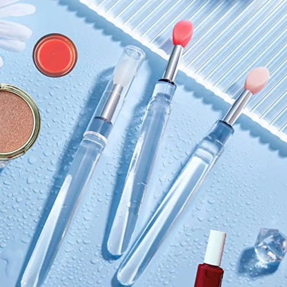 1PC Women Lip Brushes Transparent Crystal Handle Silicone Lip Brushes with Dust Cap Lip Gloss Makeup Applicator Cosmetic Tool