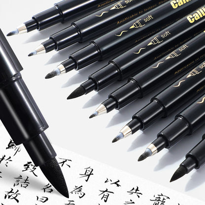 4 Pcs Black Hand Lettering Calligraphy Pen Set Drawing Writing Learning Fine Brush Markers Art Supplies Manga Pen