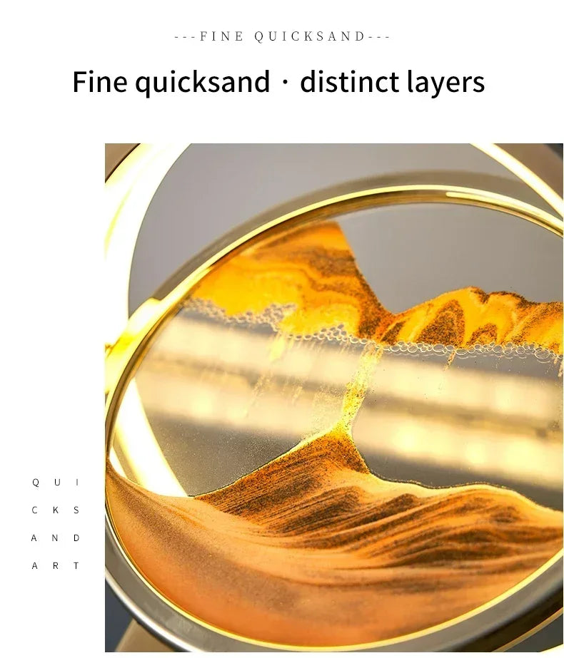 Sandscape Kinetic Sand Art Picture Quicksand Table Lamp Dynamic Liquid Hourglass Moving Sand Painting Flowing Sand Home Decor