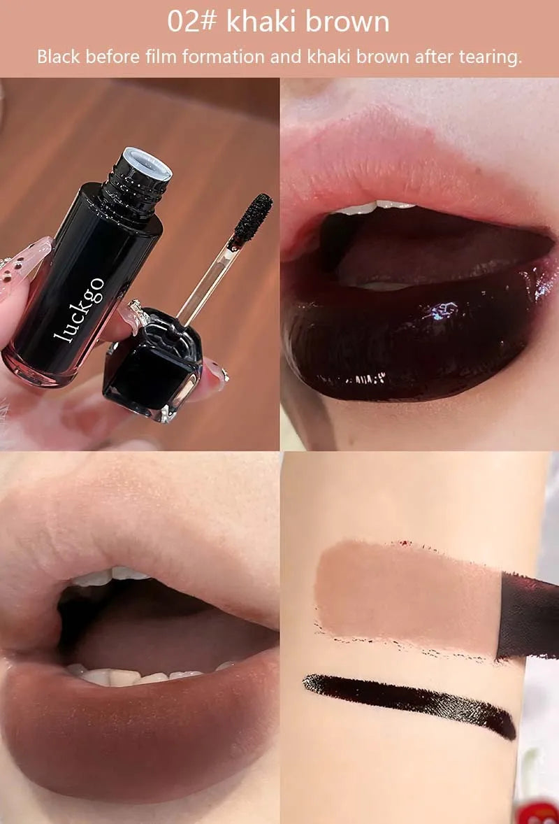 Chocolate Brown Peel Off Lip Stain Waterproof Makeup Matte Khaki Orange Liquid Lipstick Nude Black Tattoo Lips Tint Cosmetic